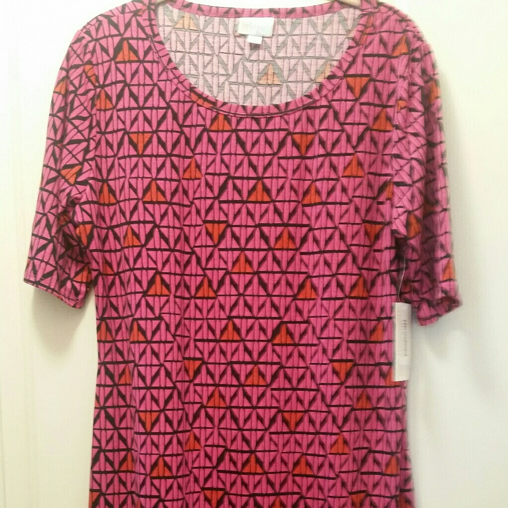 LuLaRoe Julia dress - sz XL / hot pink, black, red